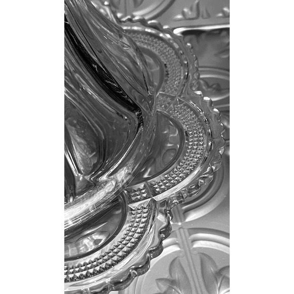 Classic Round Galway Clear Glass Butter Dish with Delicate Scalloped Edge - Picture 4 of 8